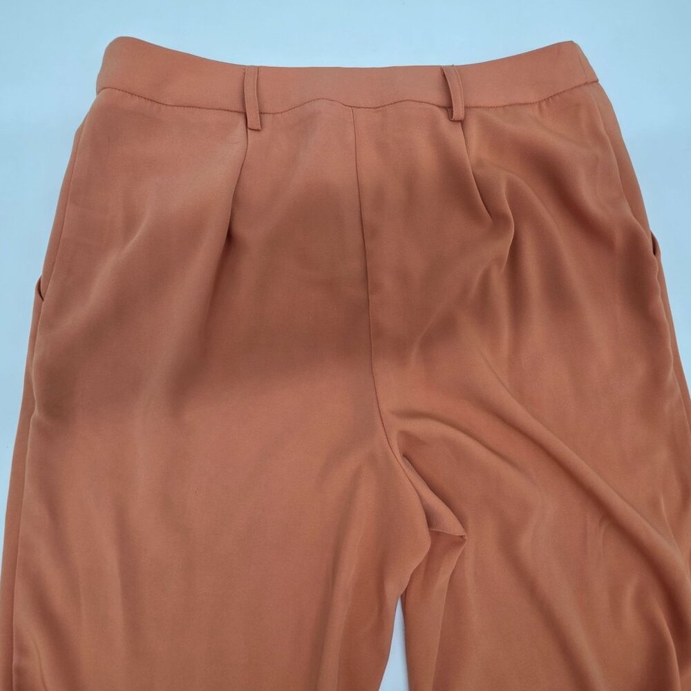 Rust Orange Wide-Leg Pants By Evolutionary Size L Lightweight Material Pleated - Picture 7 of 9